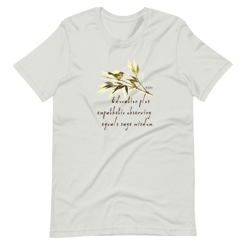 Sage Wisdom Haiku With Sparrow on Unisex Premium T-Shirt - XS-S