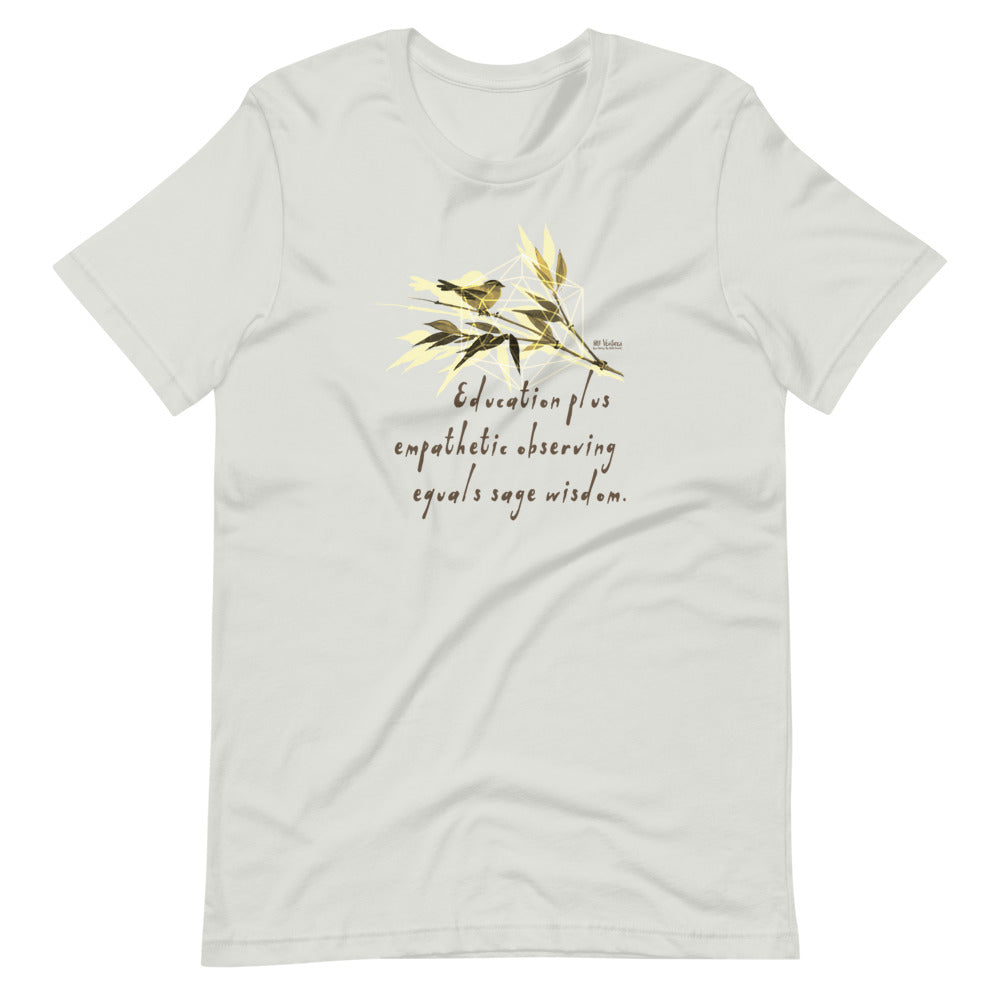 Sage Wisdom Haiku With Sparrow on Unisex Premium T-Shirt - M-L