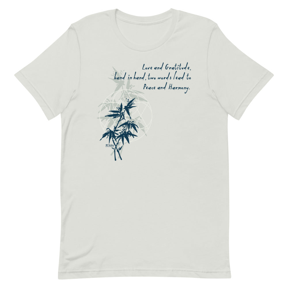 Love Gratitude Peace Harmony Haiku With Bamboo on Unisex Premium T-Shirt - XS-M