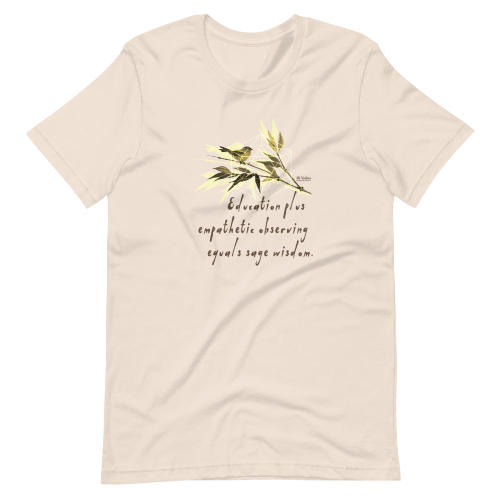 Sage Wisdom Haiku With Sparrow on Unisex Premium T-Shirt - XS-S