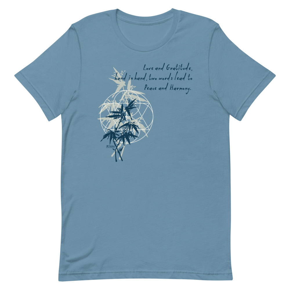 Love Gratitude Peace Harmony Haiku With Bamboo on Unisex Premium T-Shirt - XS-M