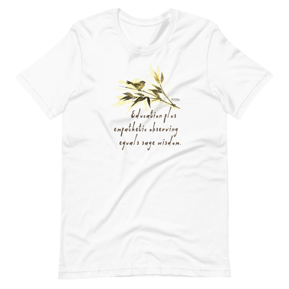 Sage Wisdom Haiku With Sparrow on Unisex Premium T-Shirt - M-L