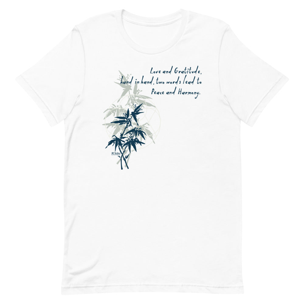 Love Gratitude Peace Harmony Haiku With Bamboo on Unisex Premium T-Shirt - XS-M