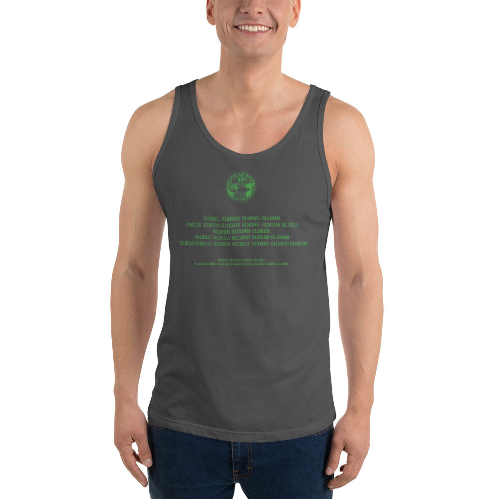 Binary Instructions To Keep Moving The World Forward With Vitruvian Earth In Green on Men's Premium Tank Top