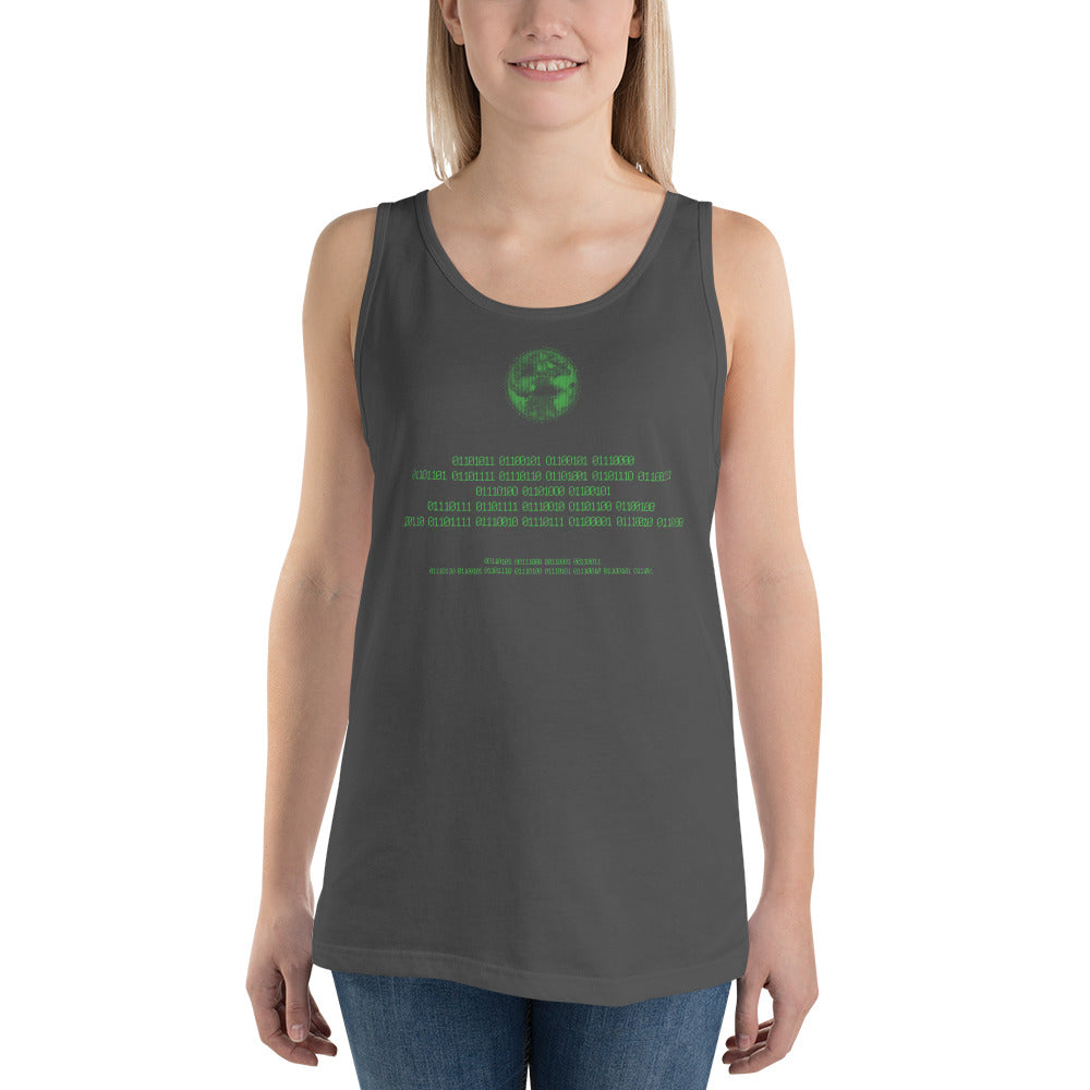 Binary Instructions To Keep Moving The World Forward With Vitruvian Earth In Green on Men's Premium Tank Top