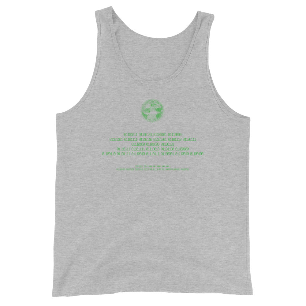 Binary Instructions To Keep Moving The World Forward With Vitruvian Earth In Green on Men's Premium Tank Top