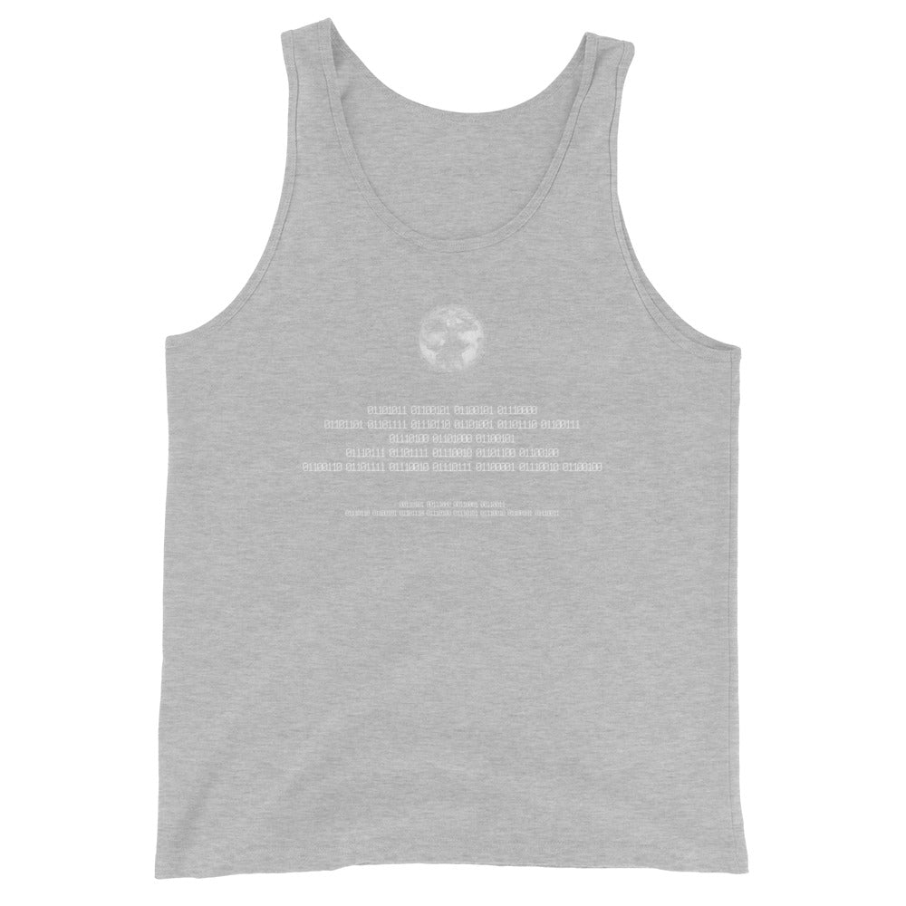 Binary Instructions To Keep Moving The World Forward With Vitruvian Earth In White on Men's Premium Tank Top