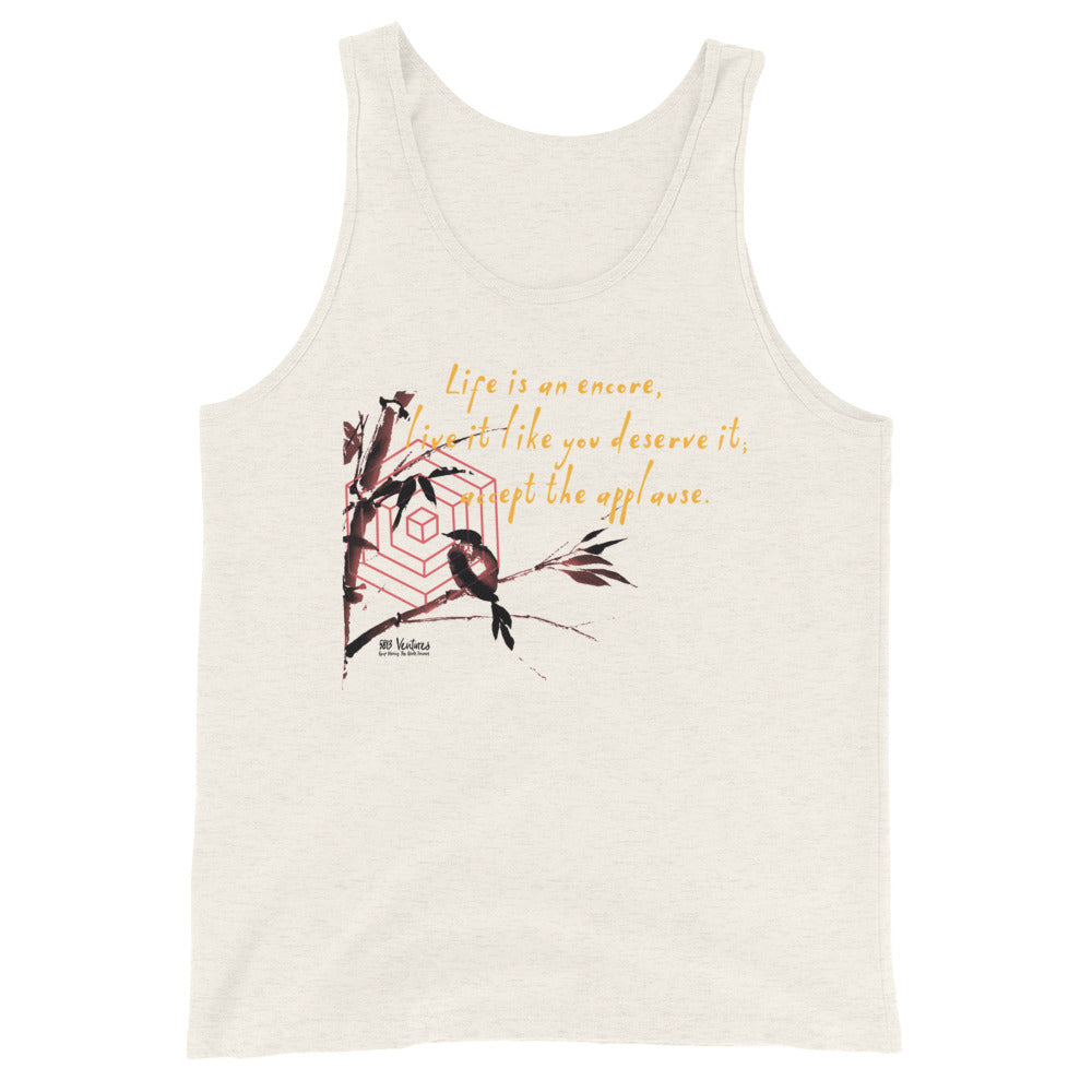 Life Is An Encore Haiku With Wren on Men's Premium Tank Top