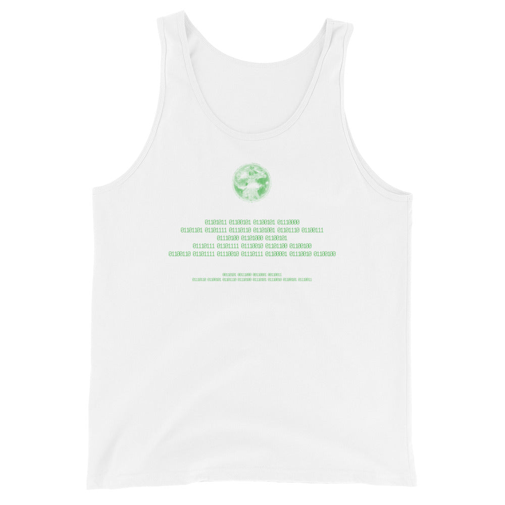 Binary Instructions To Keep Moving The World Forward With Vitruvian Earth In Green on Men's Premium Tank Top