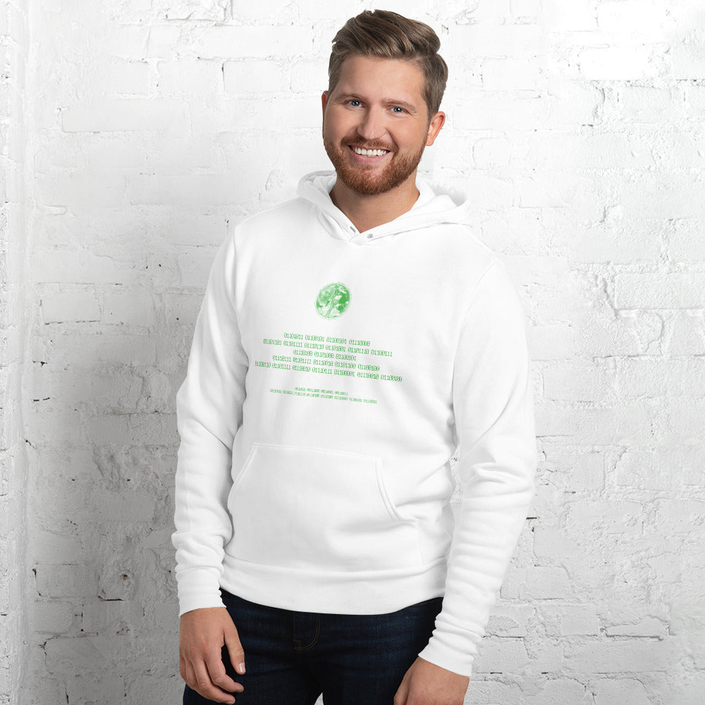 Binary Instructions To Keep Moving The World Forward With Venusian Earth In Green on Unisex Premium Fleece Hoodie