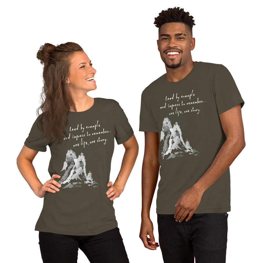 Lead By Example Haiku With Mountain Shrines on Unisex Premium T-Shirt - XS-S