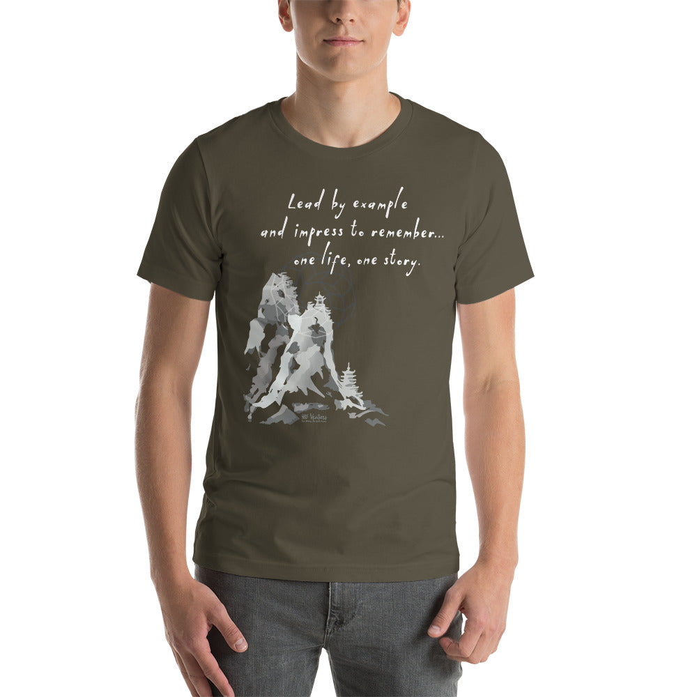 Lead By Example Haiku With Mountain Shrines on Unisex Premium T-Shirt - XS-S