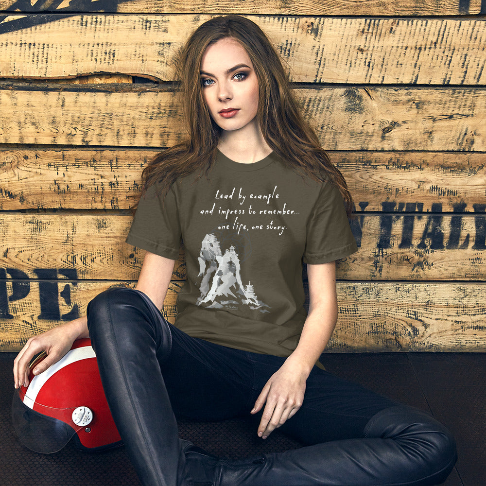 Lead By Example Haiku With Mountain Shrines on Unisex Premium T-Shirt - XS-S