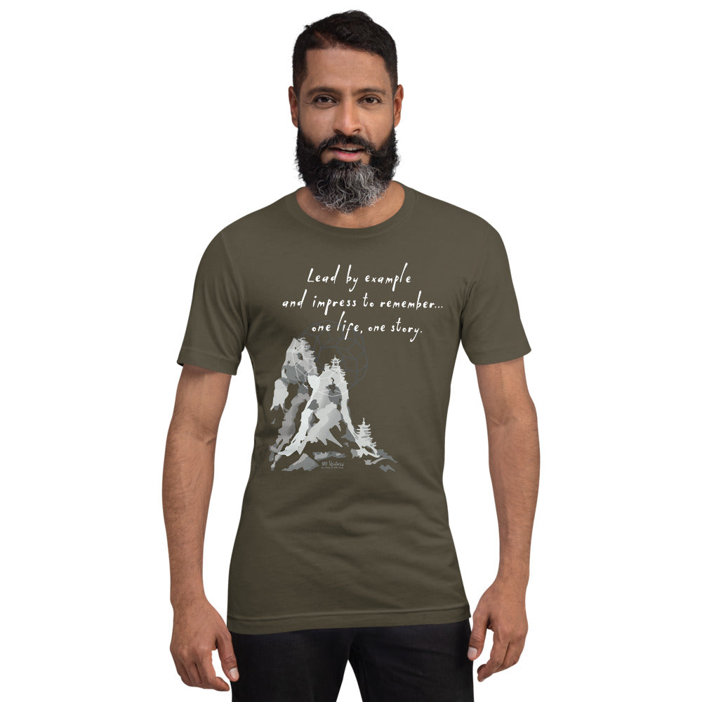 Lead By Example Haiku With Mountain Shrines on Unisex Premium T-Shirt - XS-S