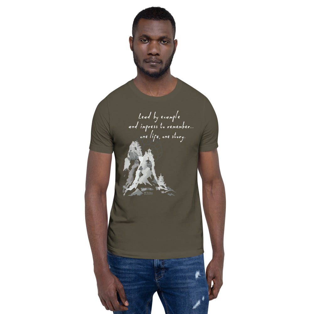 Lead By Example Haiku With Mountain Shrines on Unisex Premium T-Shirt - XS-S