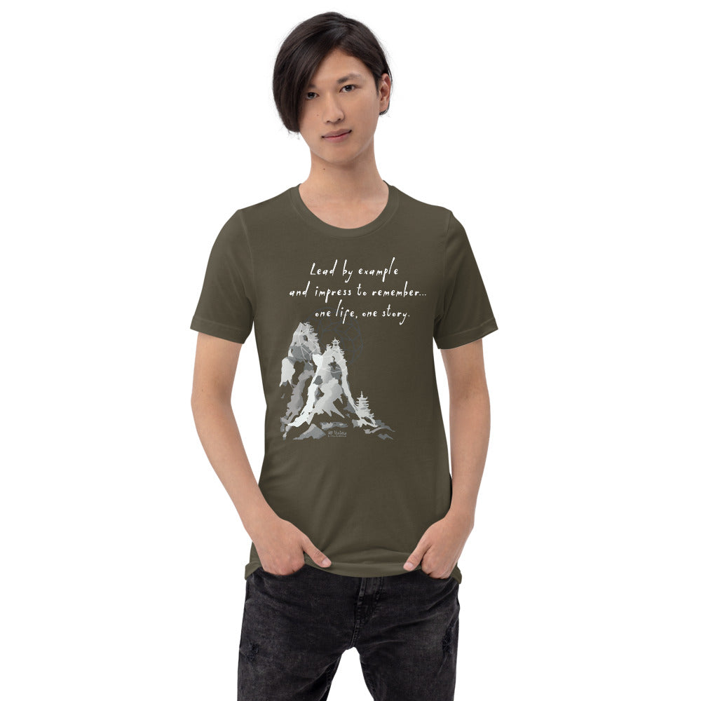 Lead By Example Haiku With Mountain Shrines on Unisex Premium T-Shirt - XS-S