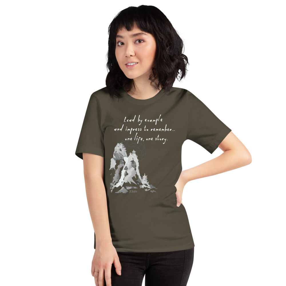 Lead By Example Haiku With Mountain Shrines on Unisex Premium T-Shirt - XS-S