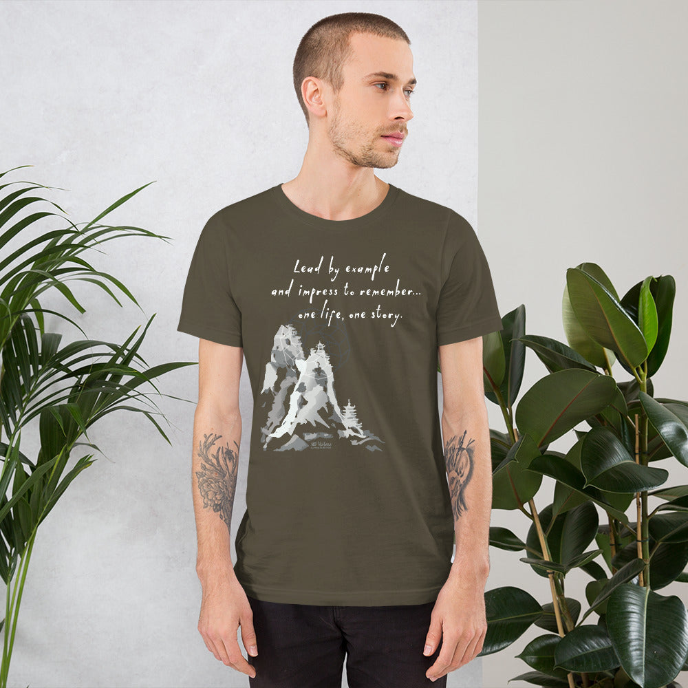 Lead By Example Haiku With Mountain Shrines on Unisex Premium T-Shirt - XS-S