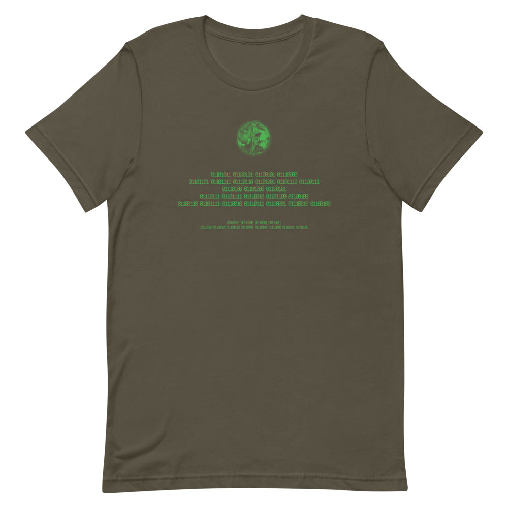 Binary Instructions To Keep Moving The World Forward With Venusian Earth In Green on Unisex Premium T-Shirt - M-L