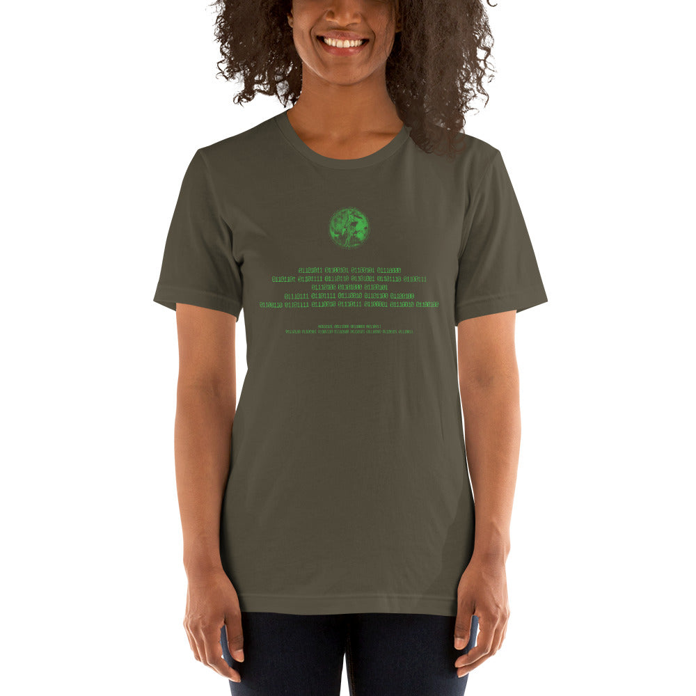 Binary Instructions To Keep Moving The World Forward With Venusian Earth In Green on Unisex Premium T-Shirt - M-L