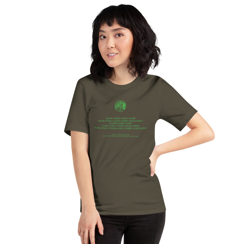 Binary Instructions To Keep Moving The World Forward With Venusian Earth In Green on Unisex Premium T-Shirt - M-L