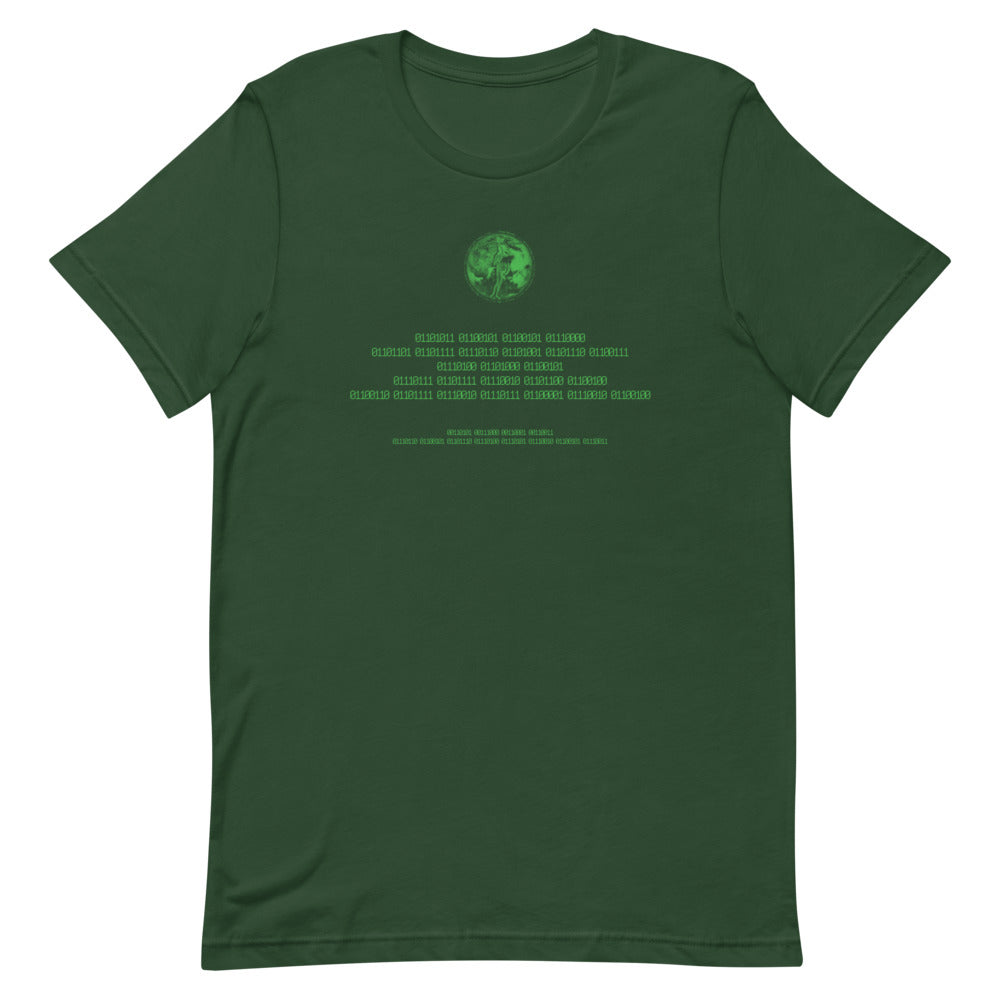 Binary Instructions To Keep Moving The World Forward With Venusian Earth In Green on Unisex Premium T-Shirt - XS-S