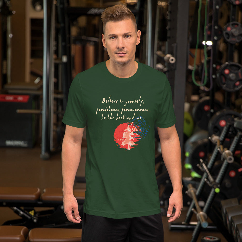 Believe To Win Haiku With Sun Tree on Unisex Premium T-Shirt