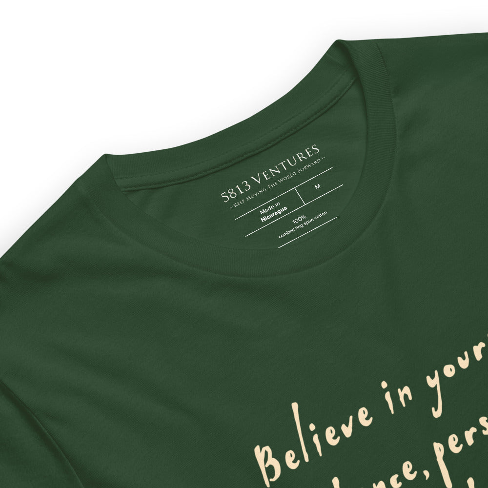 Believe To Win Haiku With Sun Tree on Unisex Premium T-Shirt