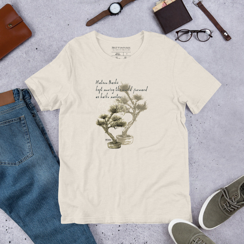 Matsuo Basho Haiku With Bonsai on Unisex Premium T-Shirt