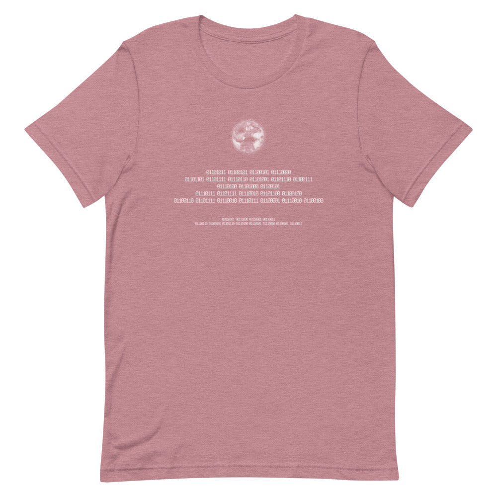 Binary Instructions To Keep Moving The World Forward With Vitruvian Earth In White on Unisex Premium T-Shirt - L-XL