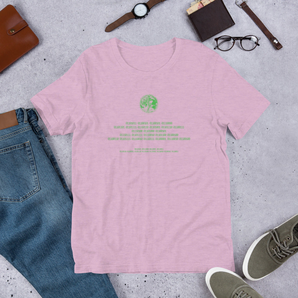 Binary Instructions To Keep Moving The World Forward With Venusian Earth In Green on Unisex Premium T-Shirt - XL-2XL