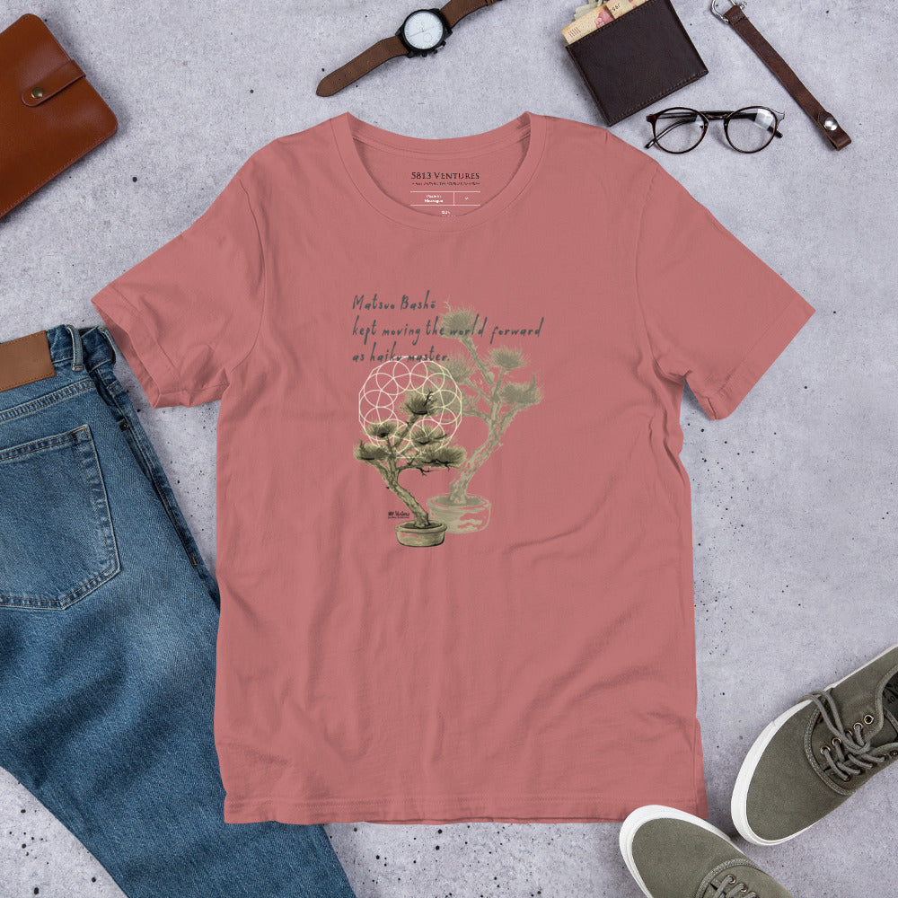 Matsuo Basho Haiku With Bonsai on Unisex Premium T-Shirt