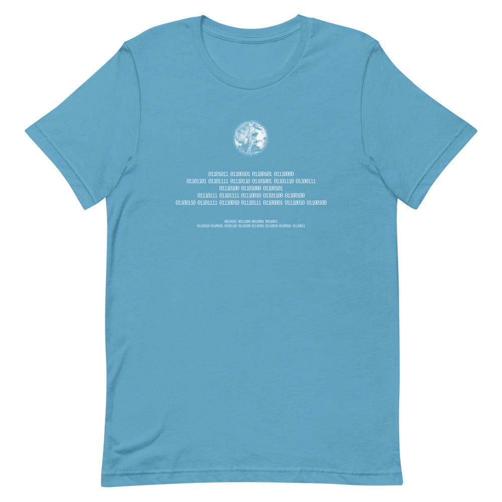 Binary Instructions To Keep Moving The World Forward With Venusian Earth In White on Unisex Premium T-Shirt - XS-M