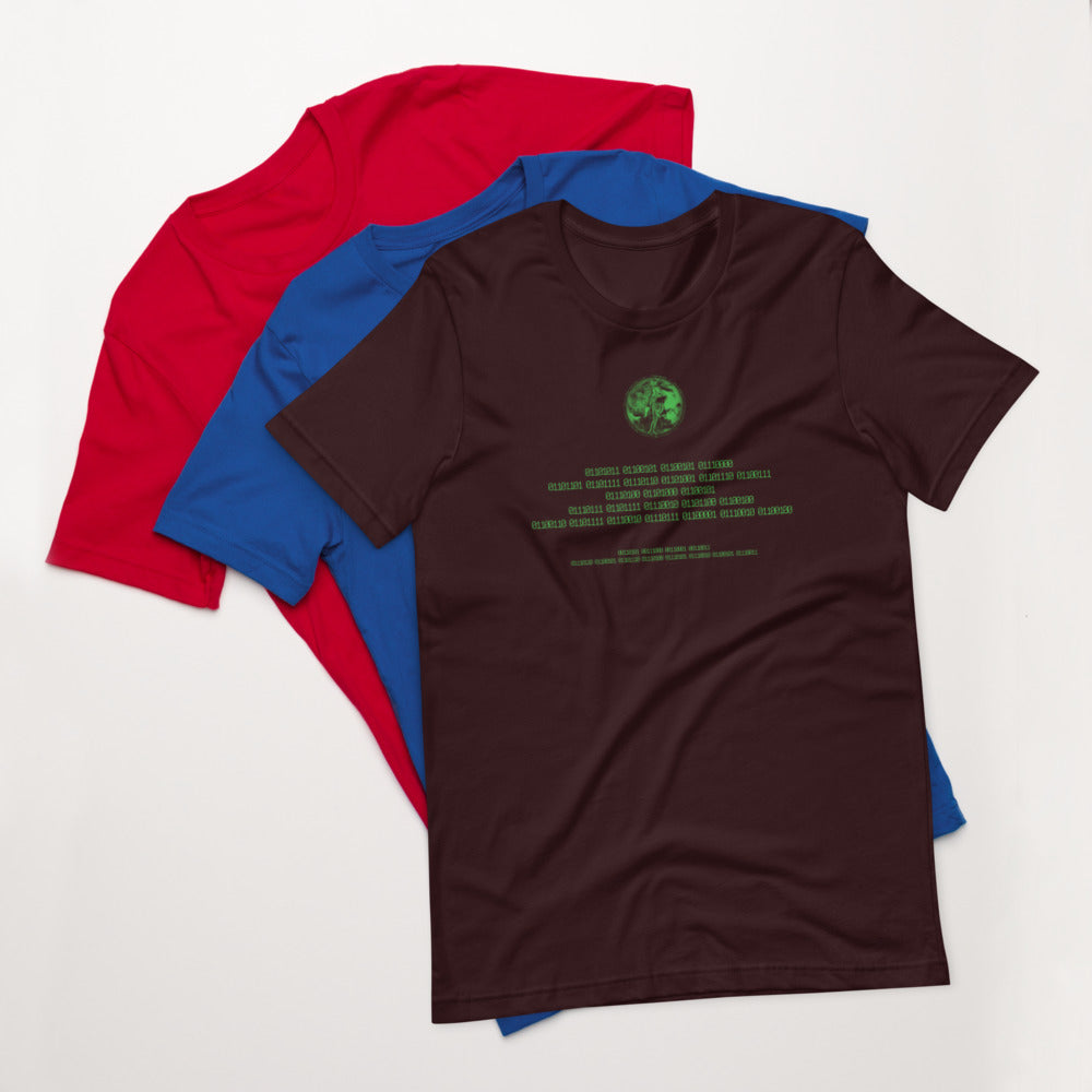 Binary Instructions To Keep Moving The World Forward With Venusian Earth In Green on Unisex Premium T-Shirt - 3XL-5XL