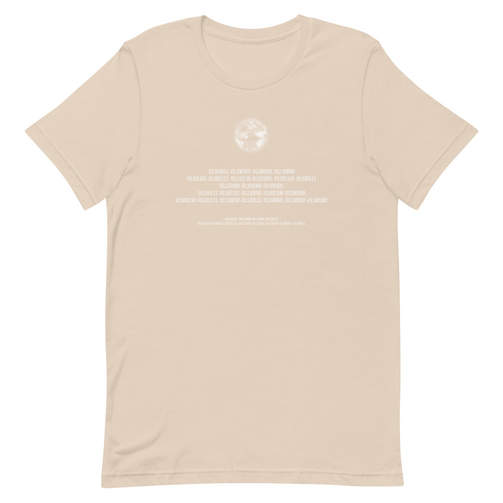 Binary Instructions To Keep Moving The World Forward With Vitruvian Earth In White on Unisex Premium T-Shirt - 2XL-5XL