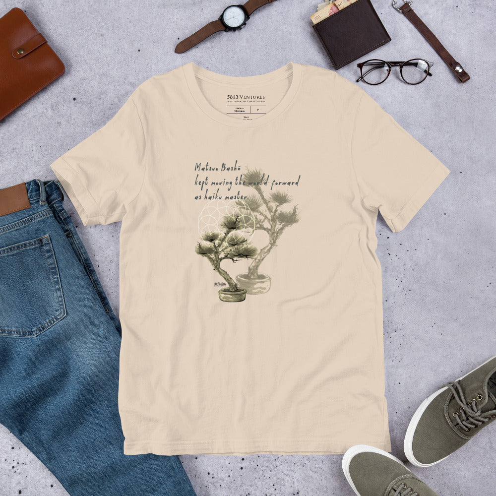 Matsuo Basho Haiku With Bonsai on Unisex Premium T-Shirt