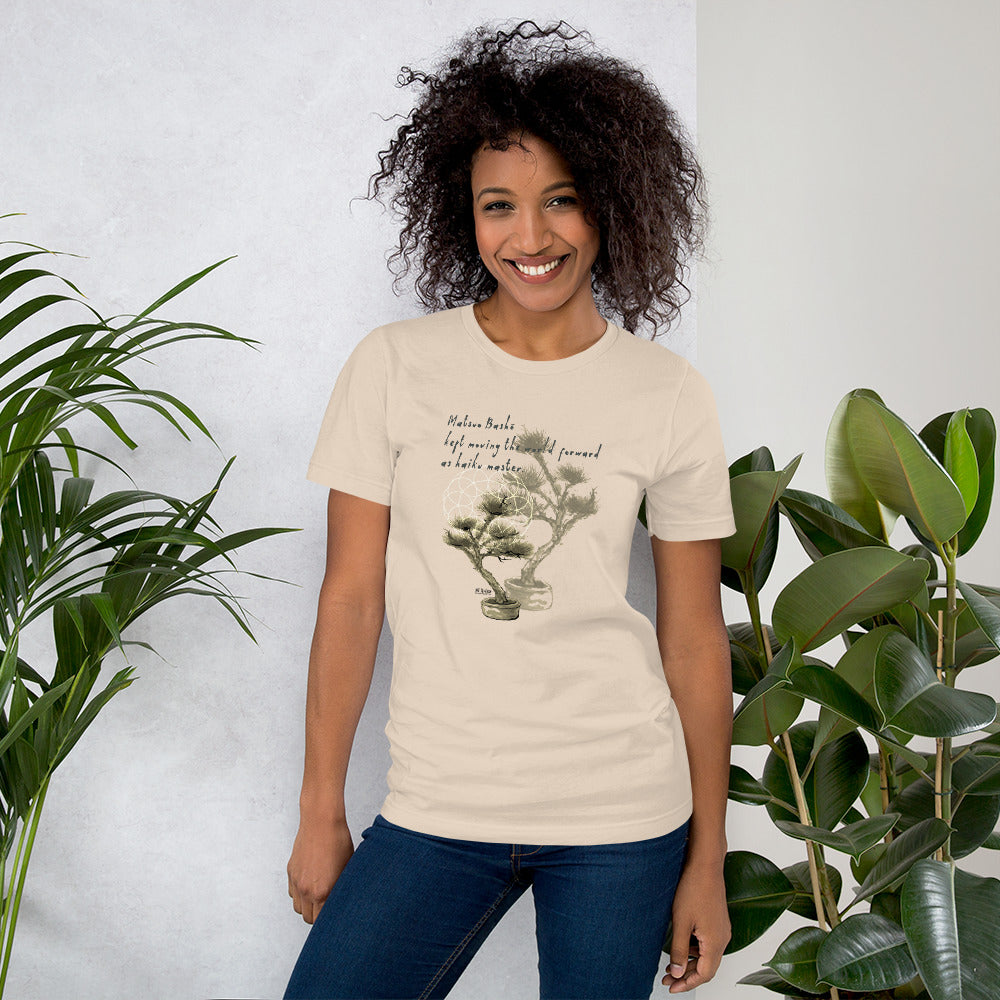 Matsuo Basho Haiku With Bonsai on Unisex Premium T-Shirt