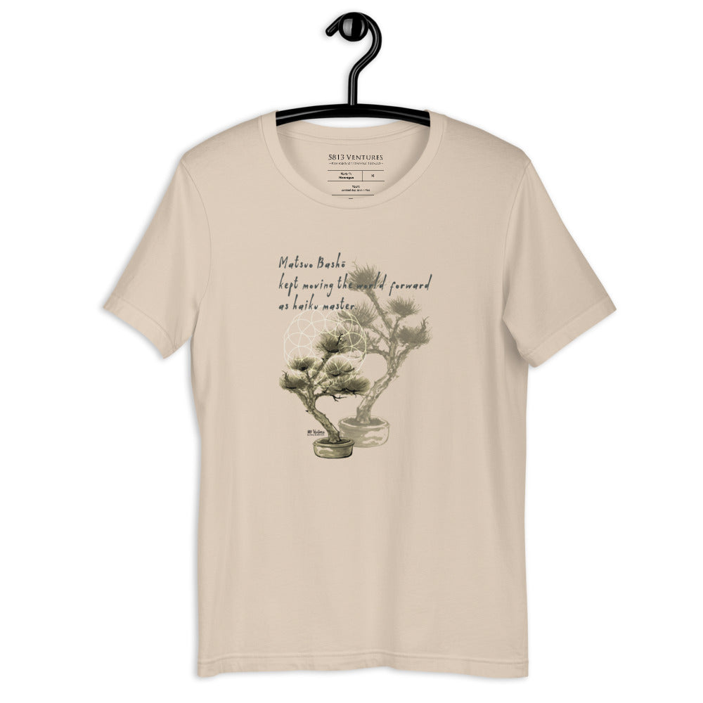 Matsuo Basho Haiku With Bonsai on Unisex Premium T-Shirt