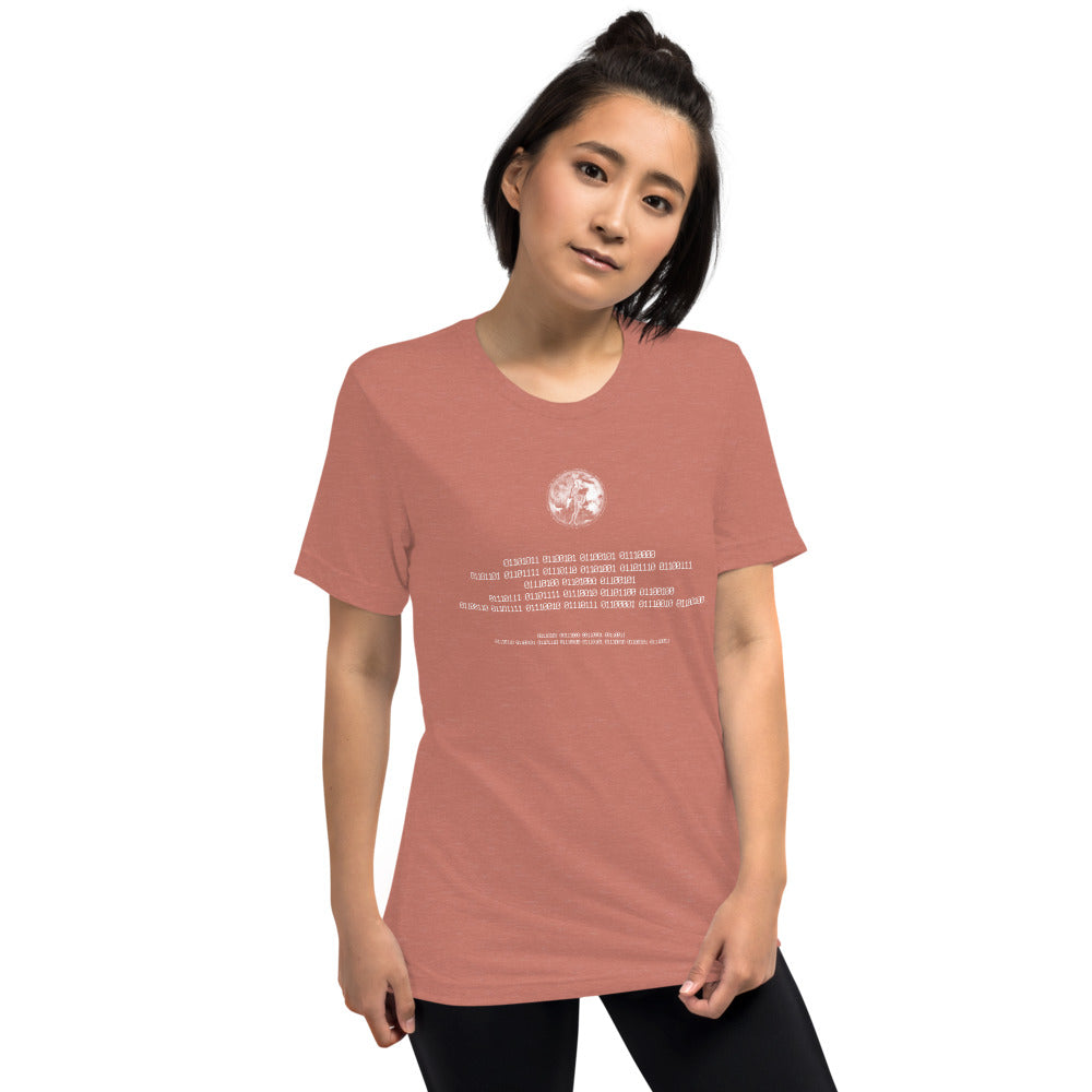 Binary Instructions To Keep Moving The World Forward With Venusian Earth In White on Unisex Tri-Blend Tee Shirt - 2XL-4XL