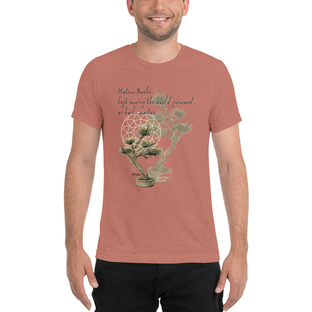 Matsuo Basho Haiku With Bonsai on Unisex Tri-Blend Tee Shirt