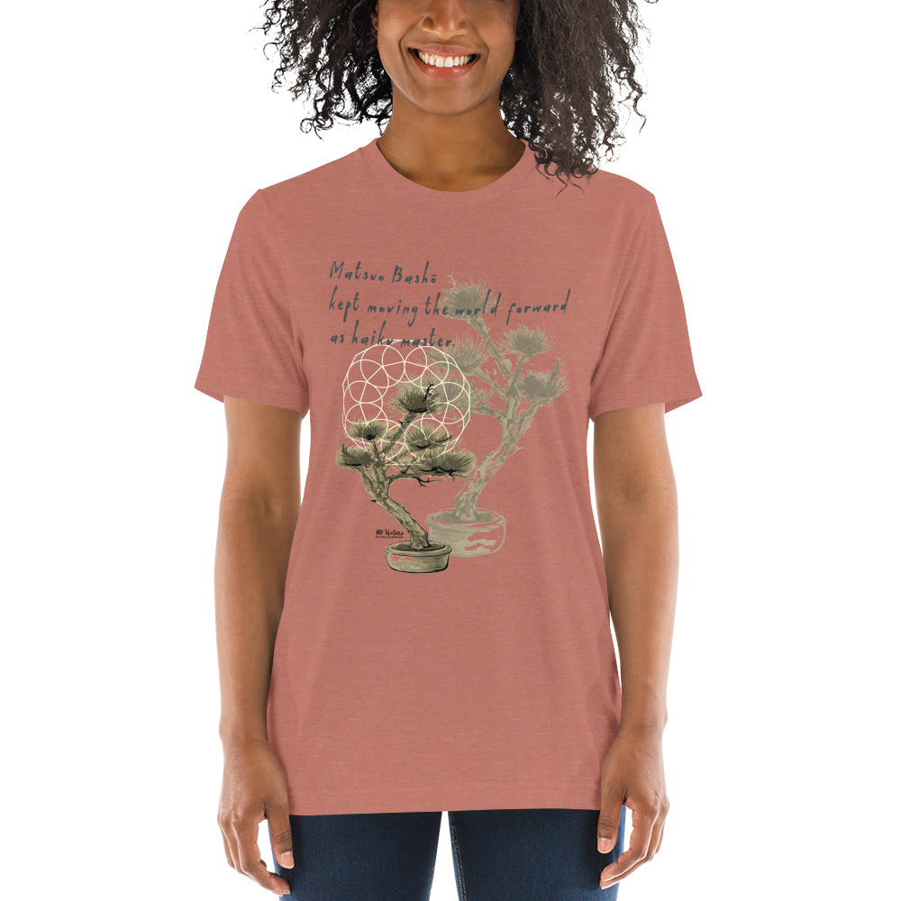 Matsuo Basho Haiku With Bonsai on Unisex Tri-Blend Tee Shirt