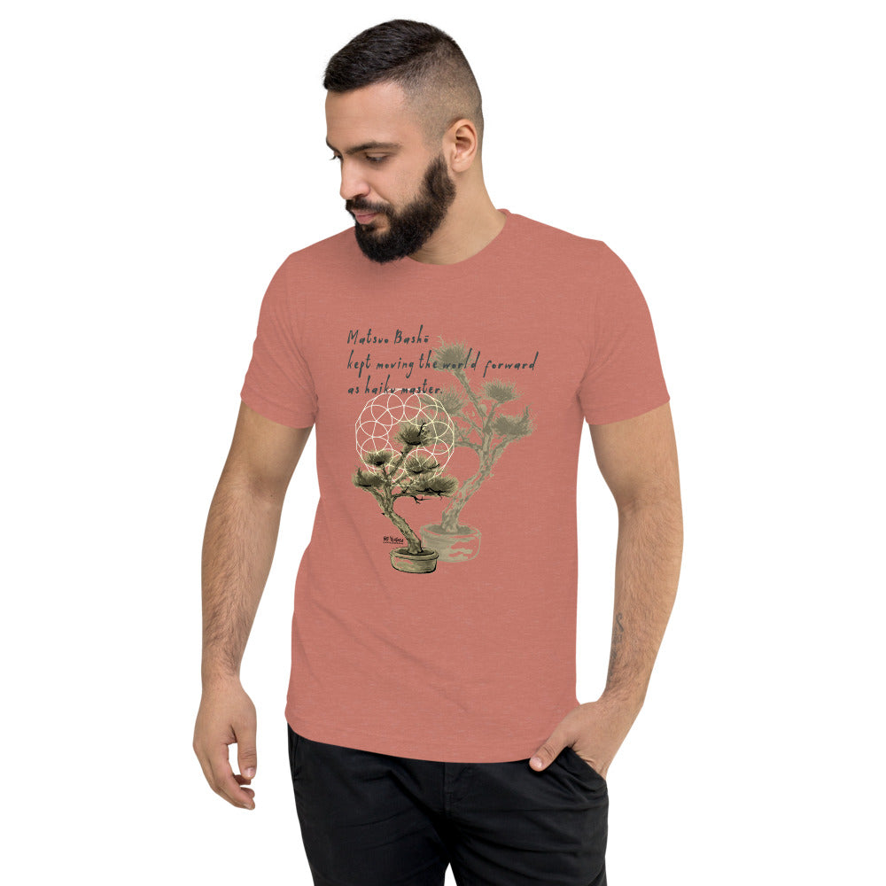 Matsuo Basho Haiku With Bonsai on Unisex Tri-Blend Tee Shirt