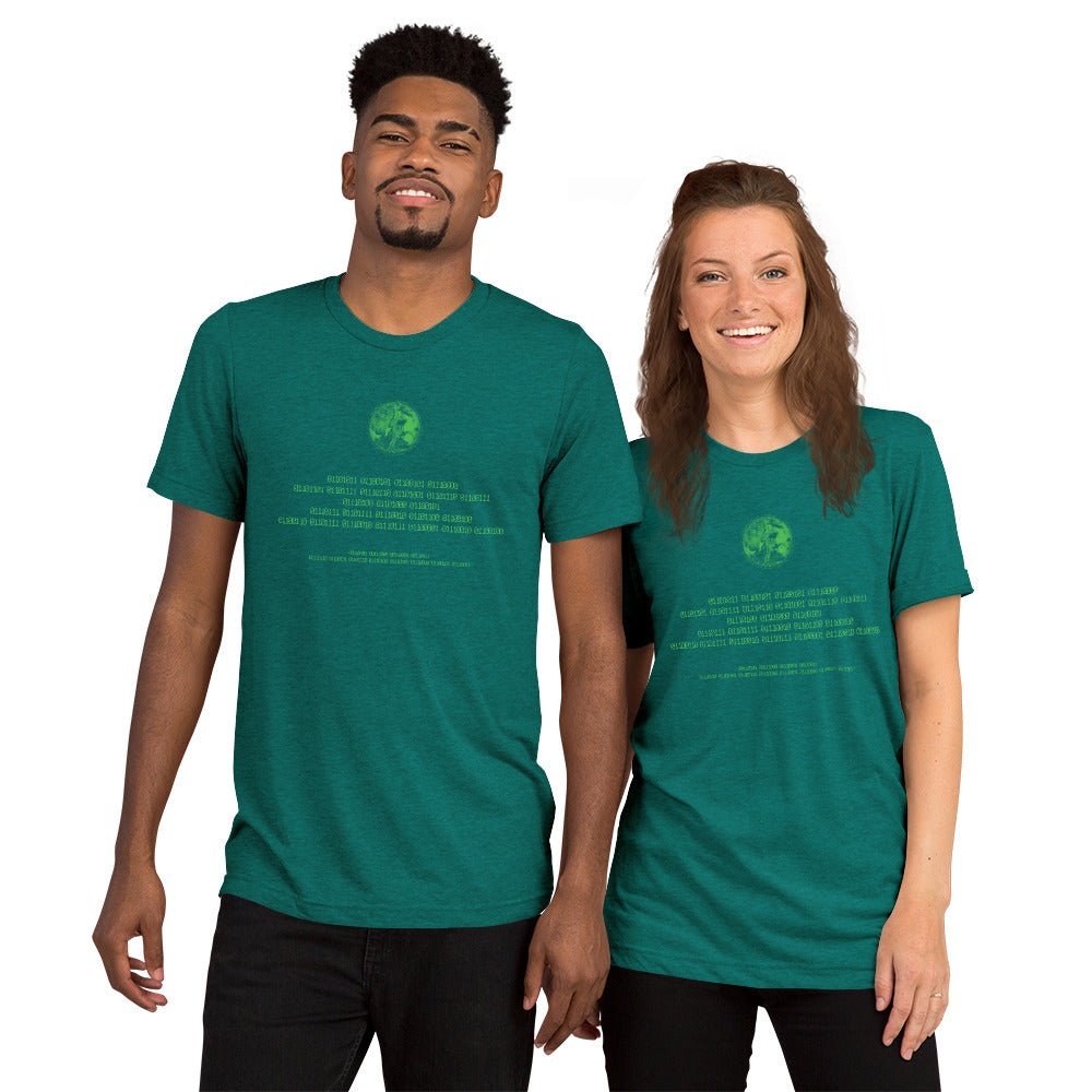 Binary Instructions To Keep Moving The World Forward With Venusian Earth In Green on Unisex Tri-Blend Tee Shirt