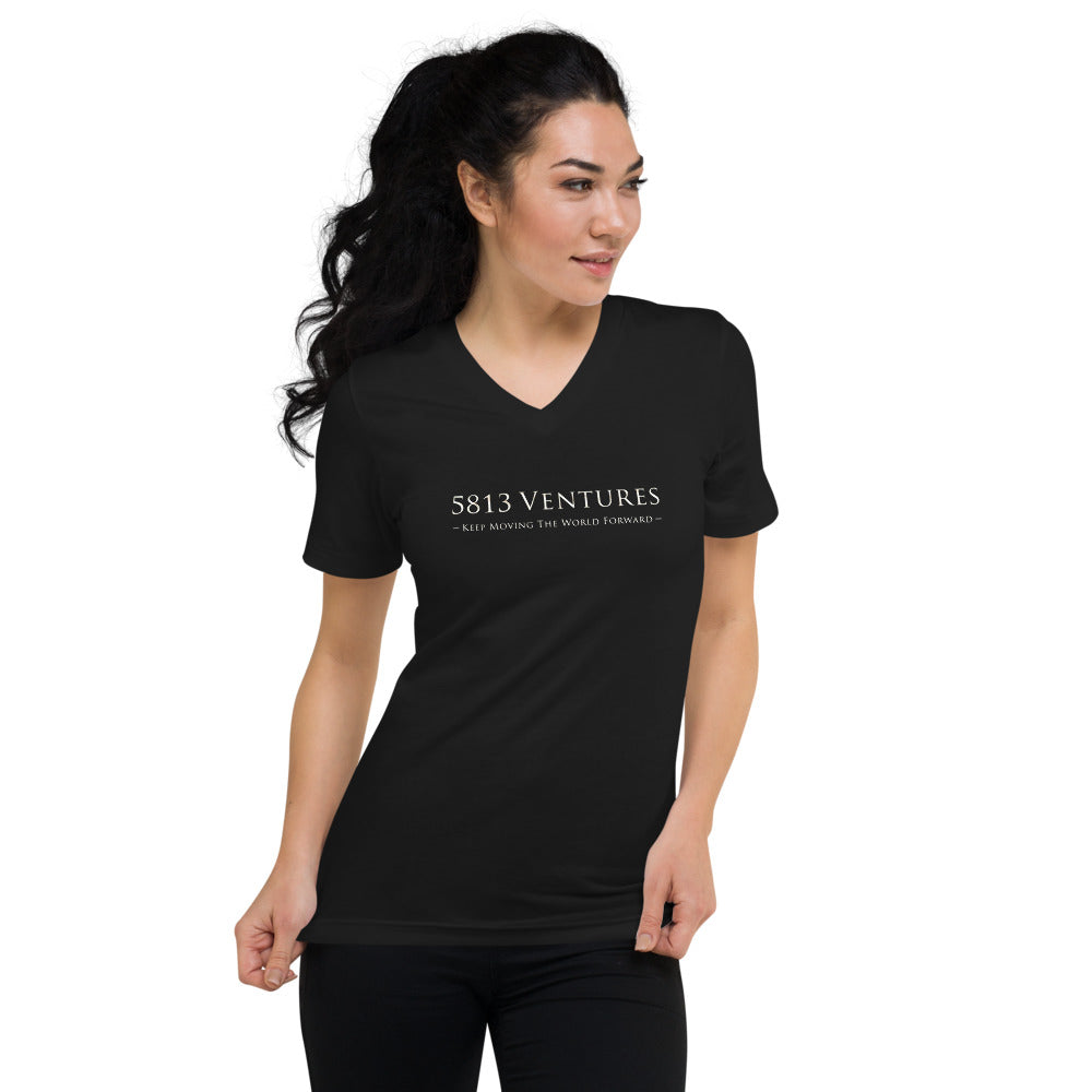 5813 Ventures Logo In Pearl on Unisex Short Sleeve V-Neck T-Shirt