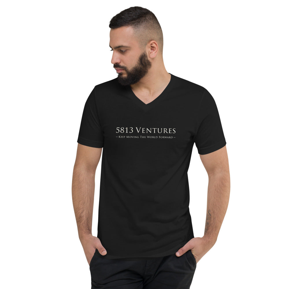 5813 Ventures Logo In Pearl on Unisex Short Sleeve V-Neck T-Shirt