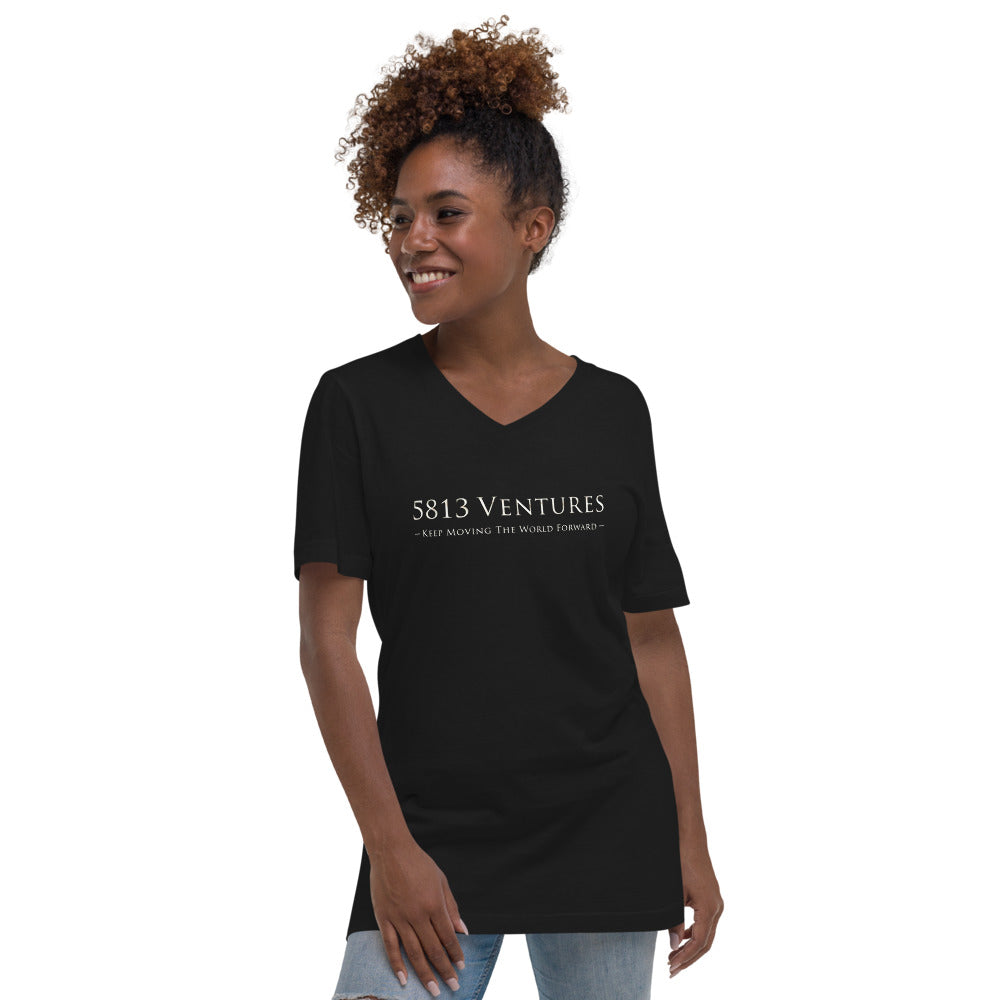 5813 Ventures Logo In Pearl on Unisex Short Sleeve V-Neck T-Shirt