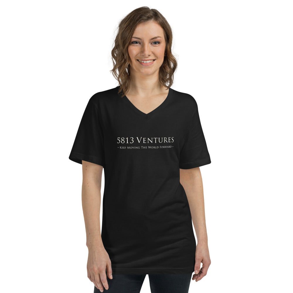 5813 Ventures Logo In Pearl on Unisex Short Sleeve V-Neck T-Shirt