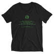 Binary Instructions To Keep Moving The World Forward With Vitruvian Earth In Green on Unisex Short Sleeve V-Neck T-Shirt