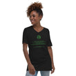 Binary Instructions To Keep Moving The World Forward With Vitruvian Earth In Green on Unisex Short Sleeve V-Neck T-Shirt