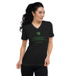 Binary Instructions To Keep Moving The World Forward With Venusian Earth In Green on Unisex Short Sleeve V-Neck T-Shirt